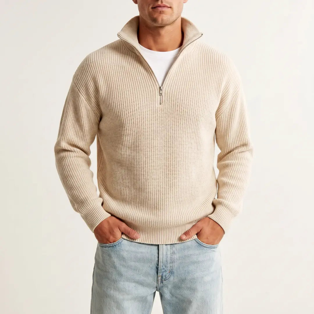 Beadlow - Weichgriffiger Halbzip-Pullover
