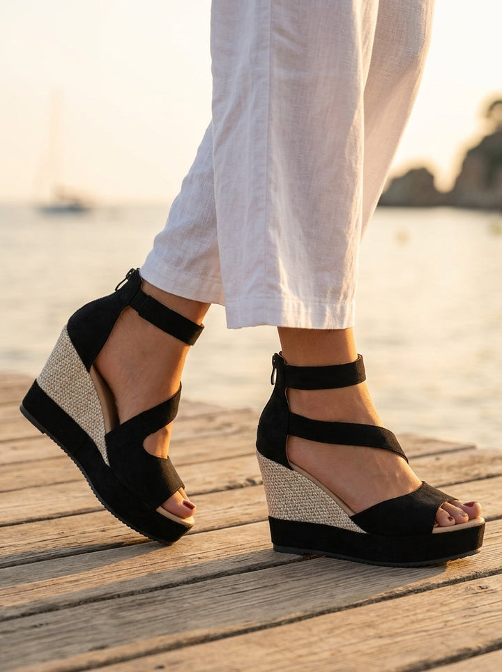 Eluned - gepolsterte Keilsandalen