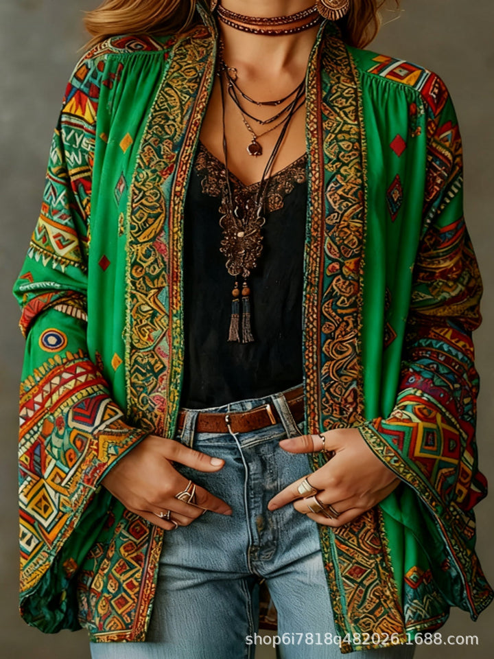 Eudocia - Boho-bestickter Kimono-Cardigan