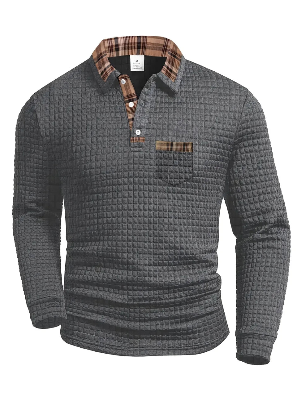 Arlen - Soft-Touch Langarm-Poloshirt mit Karomuster