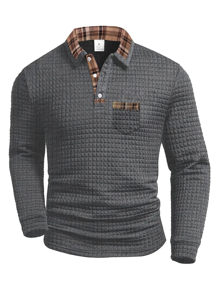 Arlen - Soft-Touch Langarm-Poloshirt mit Karomuster