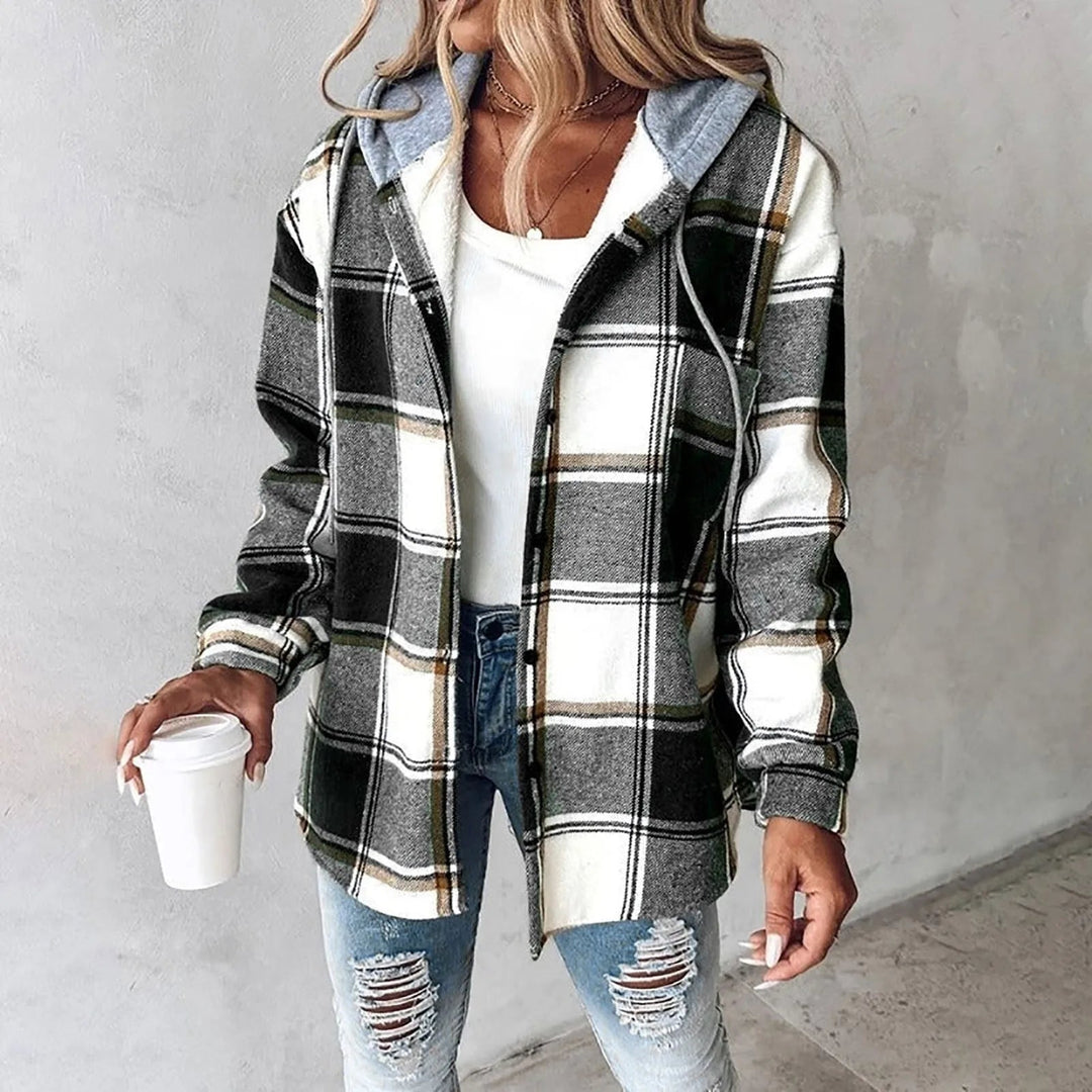 Marla - Karo-Hemdjacke mit Kapuze im 2-in-1-Look
