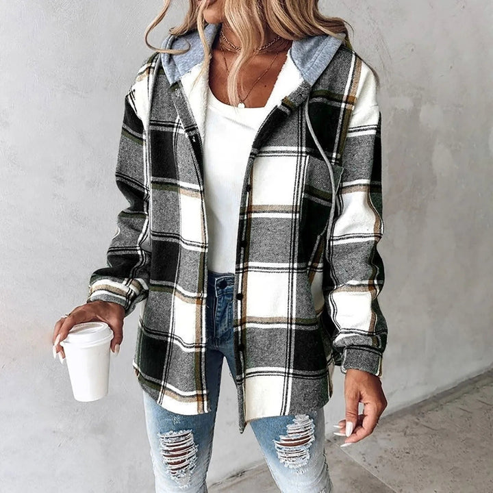 Marla - Karo-Hemdjacke mit Kapuze im 2-in-1-Look