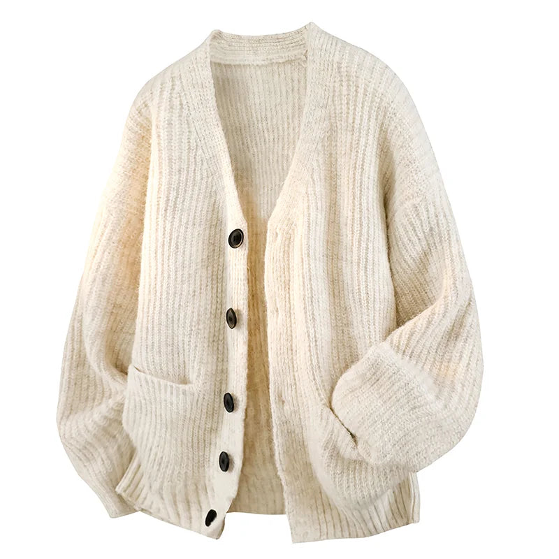 Galienne - Soft-Touch Oversize-Cardigan mit V-Ausschnitt