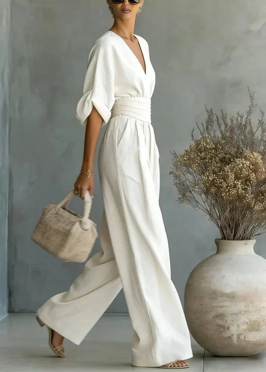 Solavie - Fliessender Jumpsuit mit weitem Bein