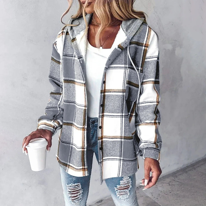 Marla - Karo-Hemdjacke mit Kapuze im 2-in-1-Look