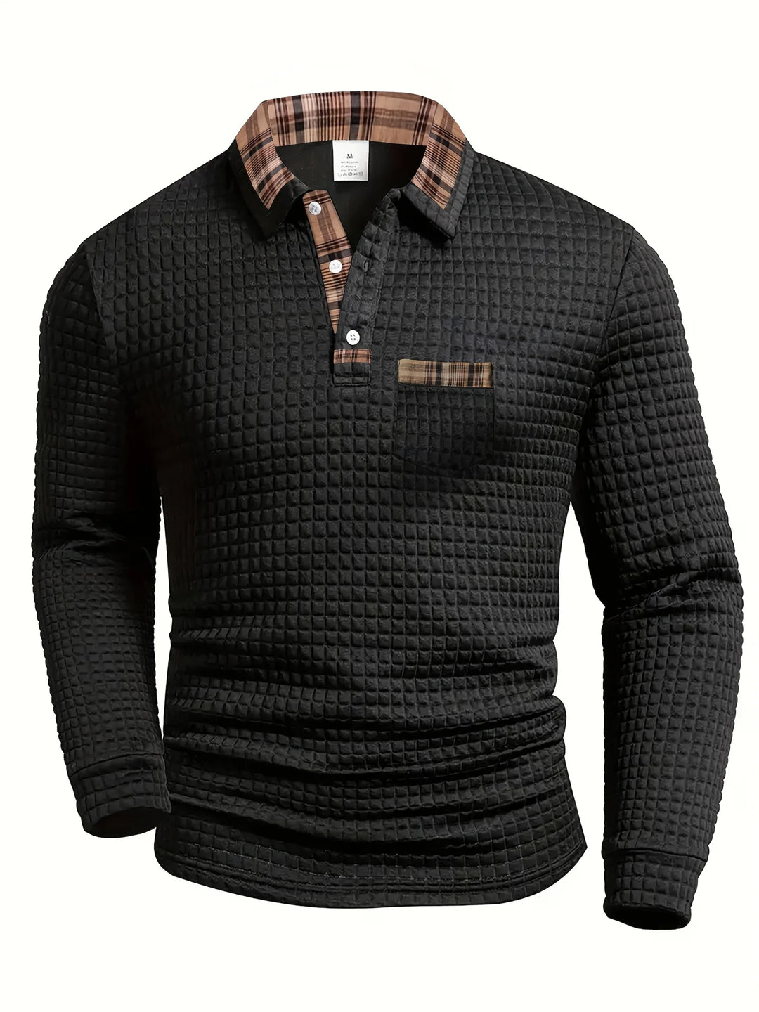 Arlen - Soft-Touch Langarm-Poloshirt mit Karomuster