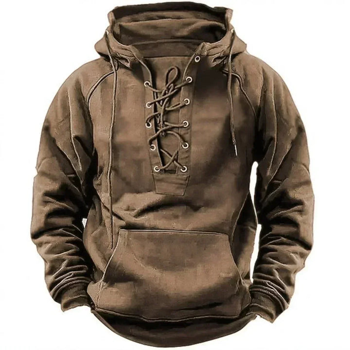 Bervin - Schwerer Hoodie mit Schnürung