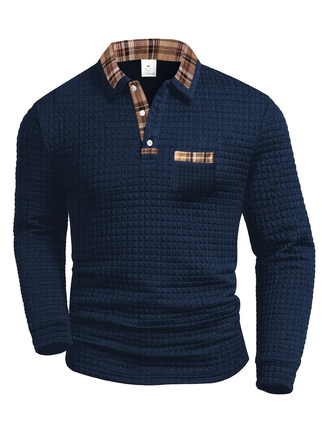 Arlen - Soft-Touch Langarm-Poloshirt mit Karomuster