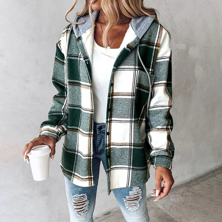 Marla - Karo-Hemdjacke mit Kapuze im 2-in-1-Look