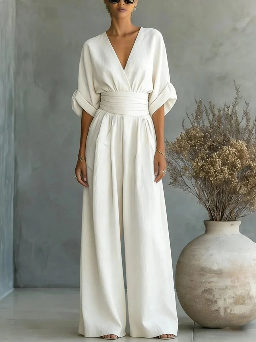 Solavie - Fliessender Jumpsuit mit weitem Bein