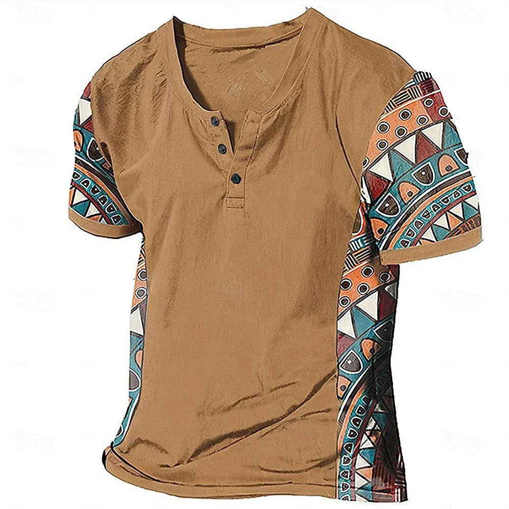 Zachary - Vintage-inspiriertes Henley-Shirt mit Tribal-Print