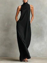 Orietta - Ärmelloses Maxikleid mit Stehkragen