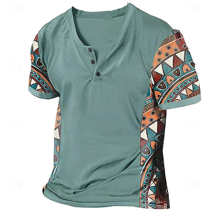 Zachary - Vintage-inspiriertes Henley-Shirt mit Tribal-Print