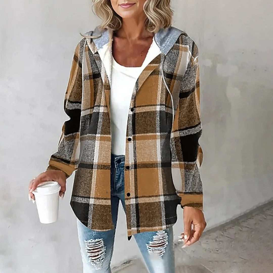 Marla - Karo-Hemdjacke mit Kapuze im 2-in-1-Look