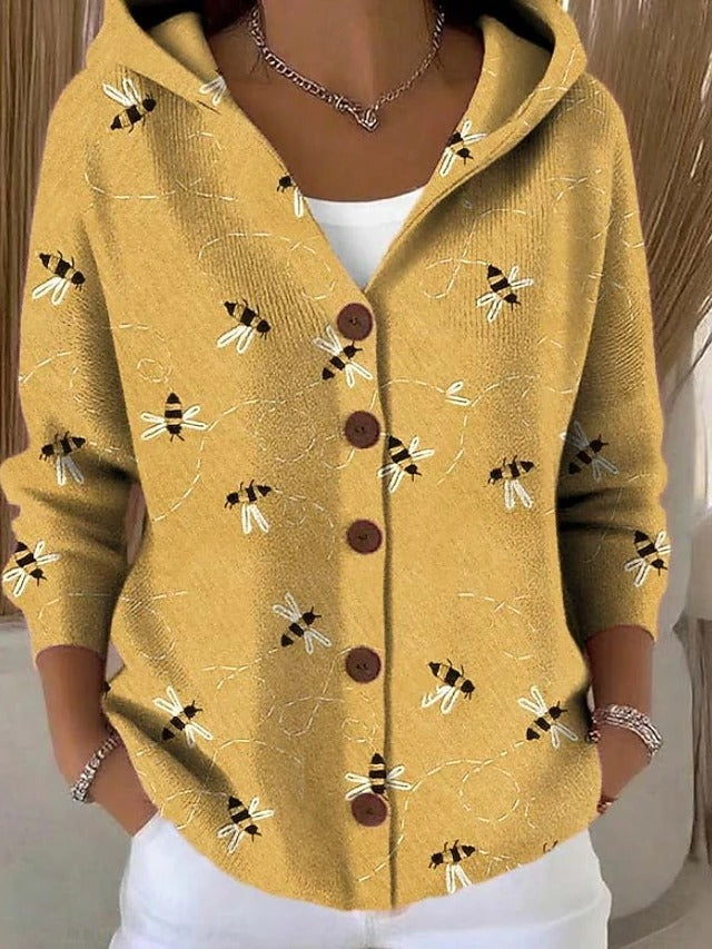 Thealyn - Kapuzen-Strickjacke mit Colorblocking