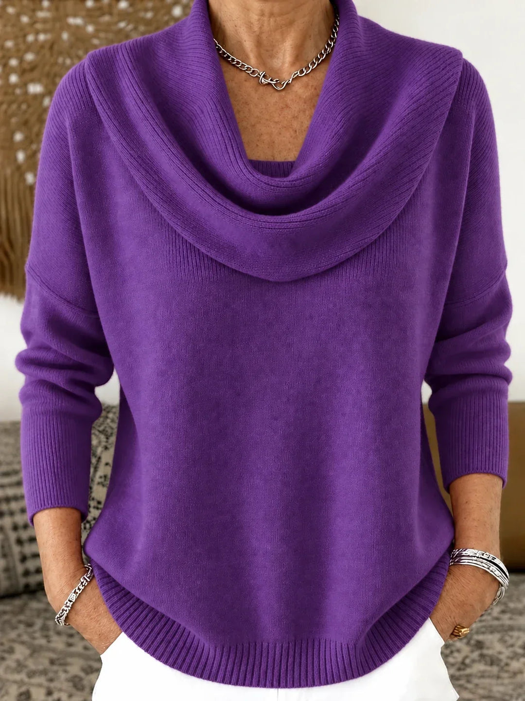 Esti - Soft-Touch-Pullover mit Wasserfallkragen