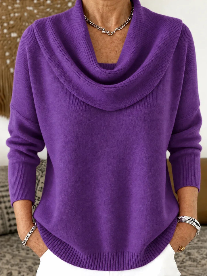 Esti - Soft-Touch-Pullover mit Wasserfallkragen
