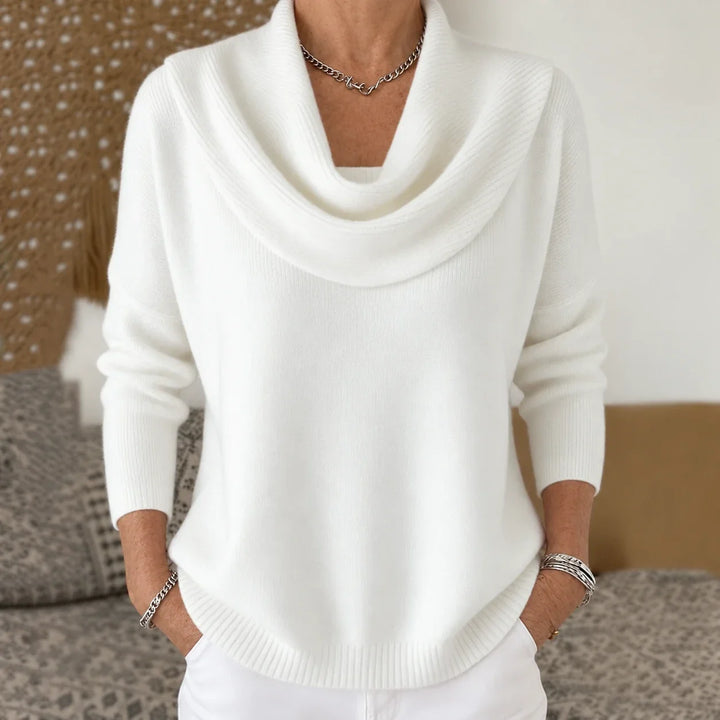 Esti - Soft-Touch-Pullover mit Wasserfallkragen