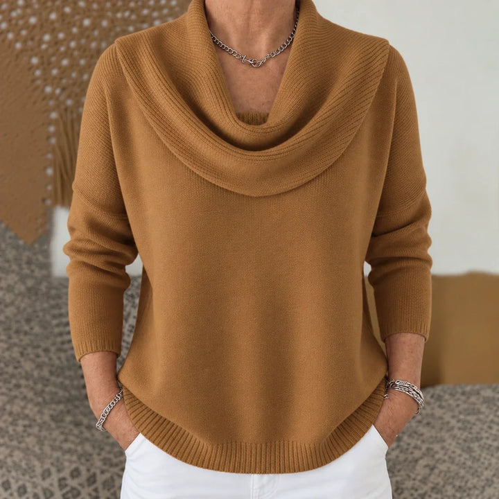 Esti - Soft-Touch-Pullover mit Wasserfallkragen