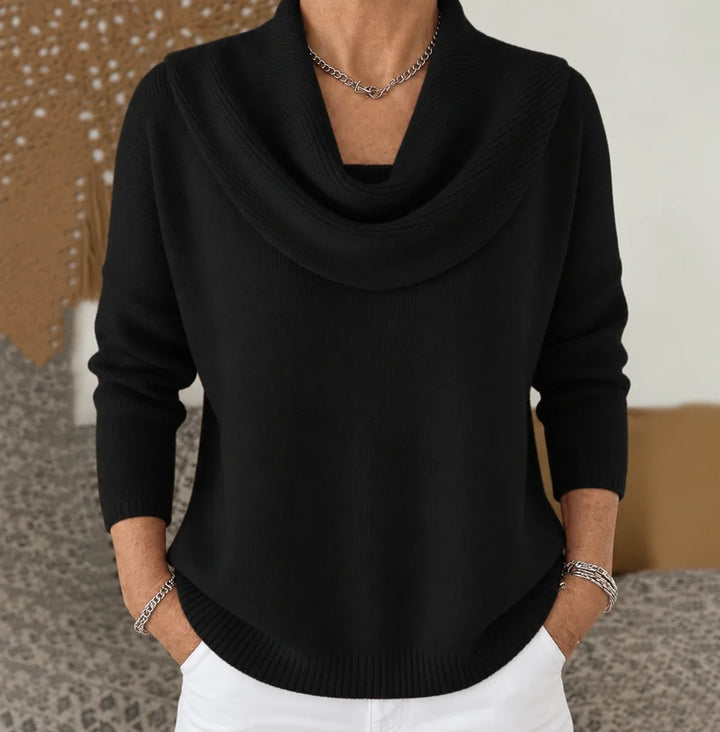 Esti - Soft-Touch-Pullover mit Wasserfallkragen
