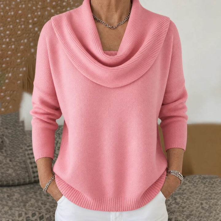 Esti - Soft-Touch-Pullover mit Wasserfallkragen