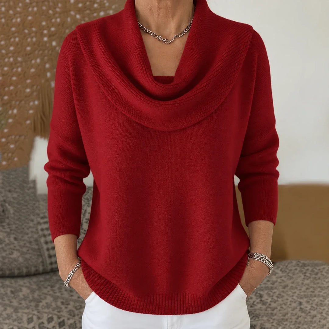 Esti - Soft-Touch-Pullover mit Wasserfallkragen