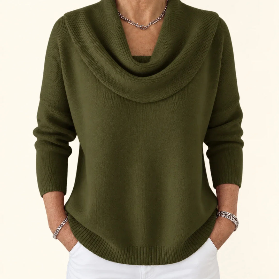 Esti - Soft-Touch-Pullover mit Wasserfallkragen