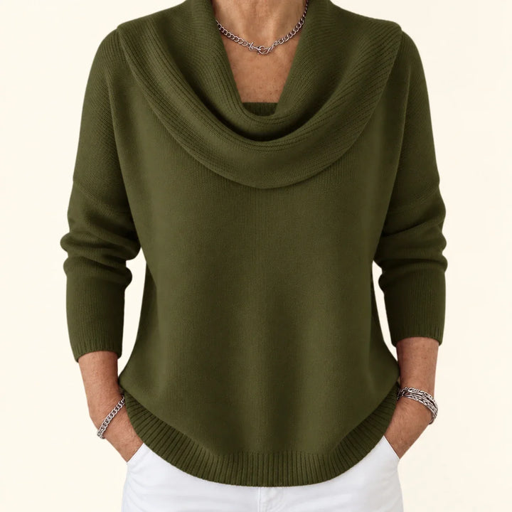 Esti - Soft-Touch-Pullover mit Wasserfallkragen