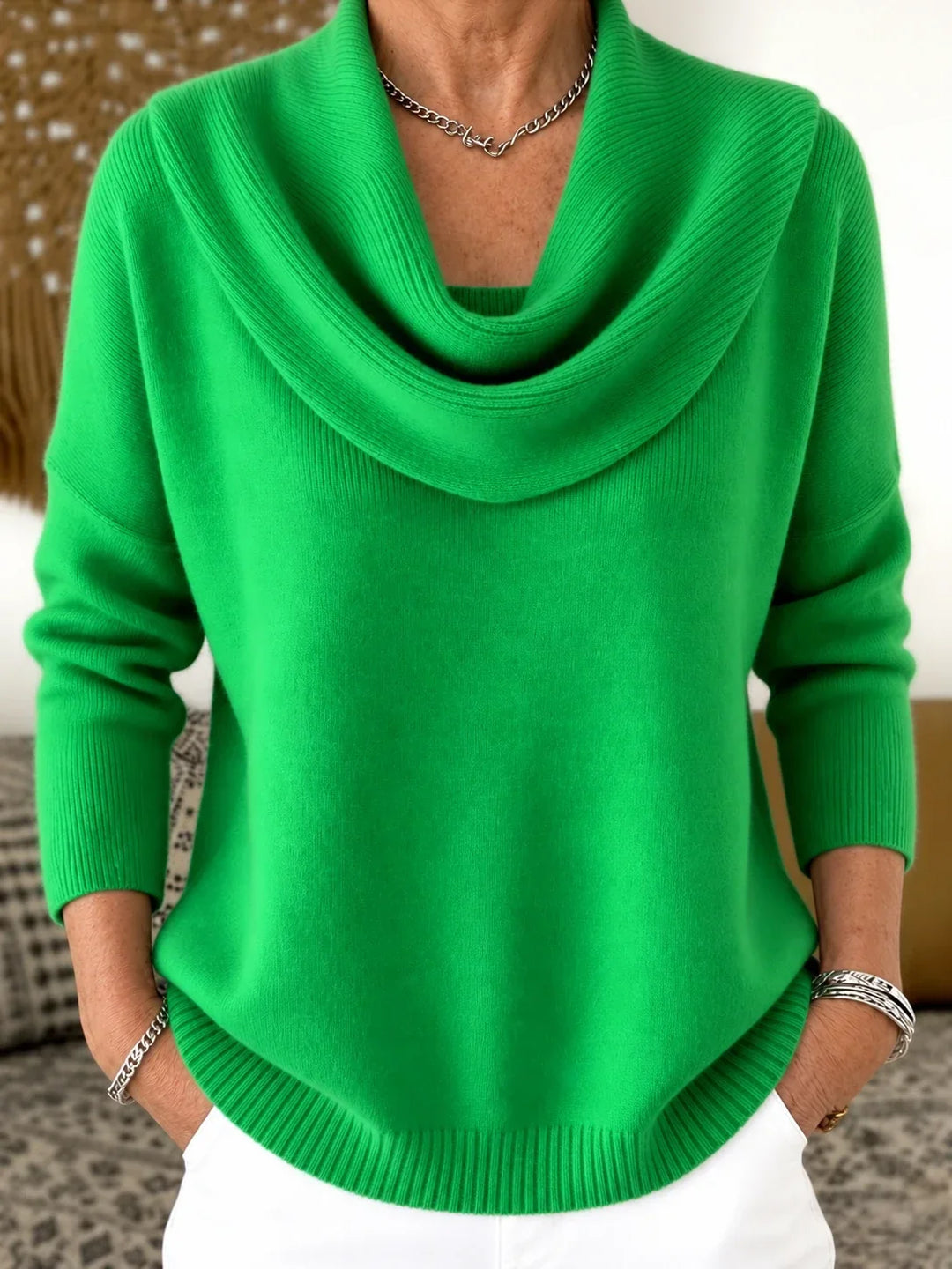 Esti - Soft-Touch-Pullover mit Wasserfallkragen