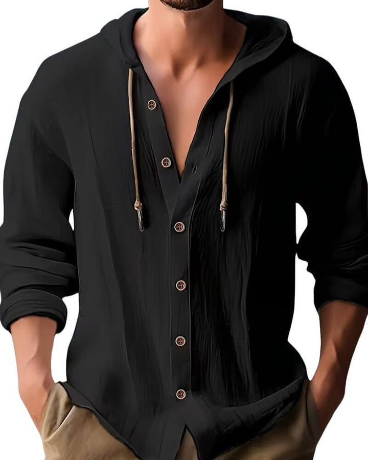 Fraser - ultrasoftes Henley-T-Shirt mit Kapuze