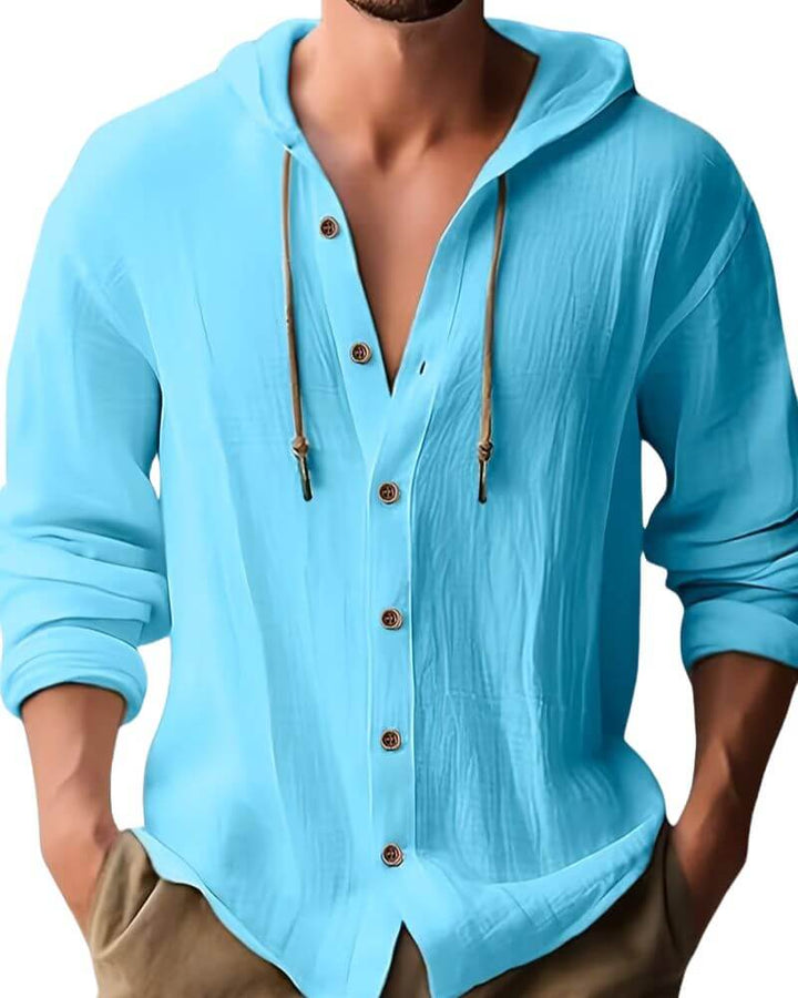Fraser - ultrasoftes Henley-T-Shirt mit Kapuze