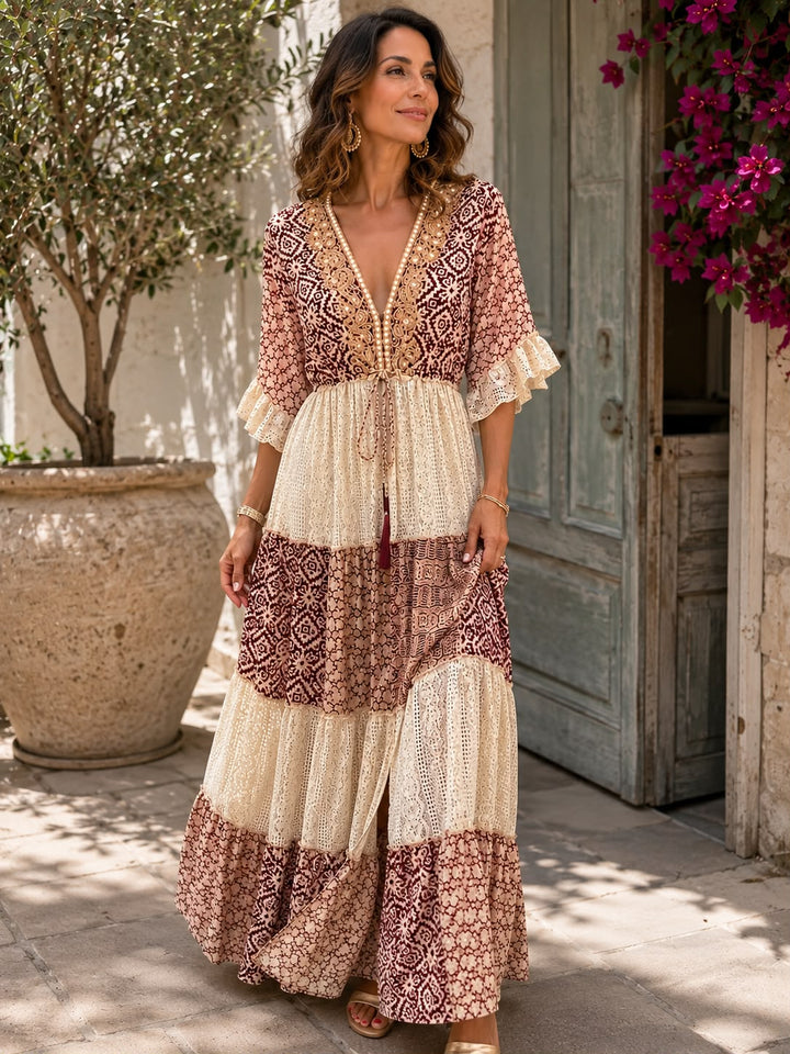 Faustine - Soft-Touch-Spitzen-Maxikleid