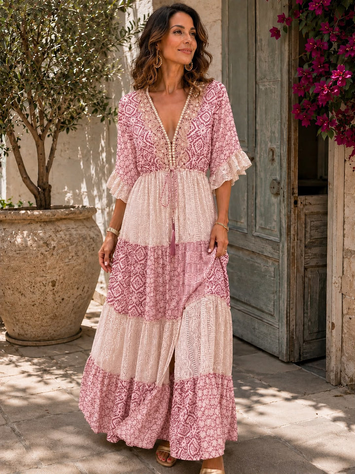 Faustine - Soft-Touch-Spitzen-Maxikleid