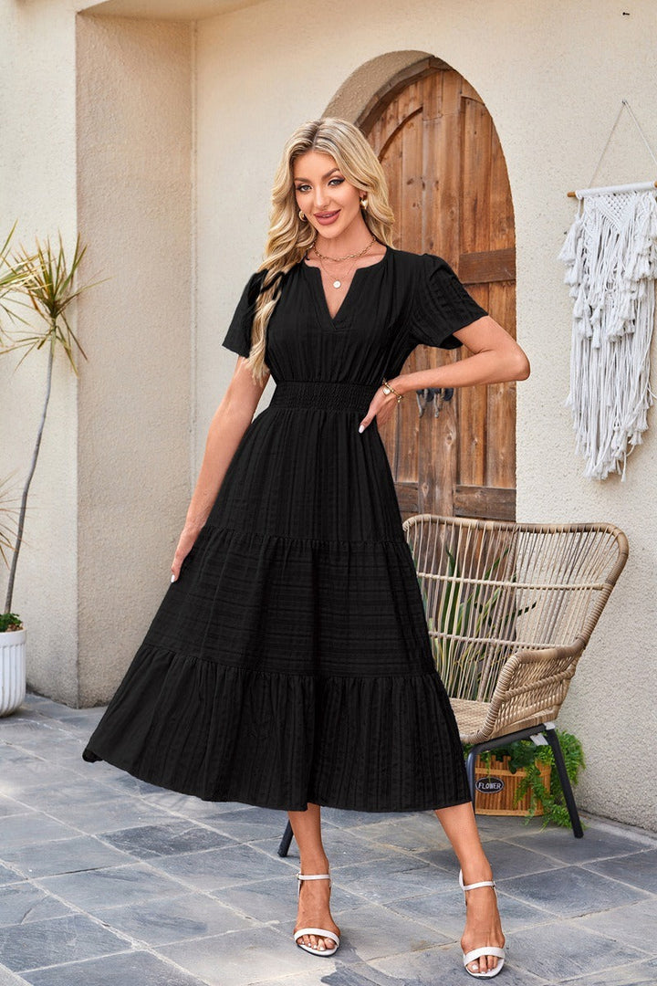 Astrelle - Strukturiertes Stufen-Maxikleid