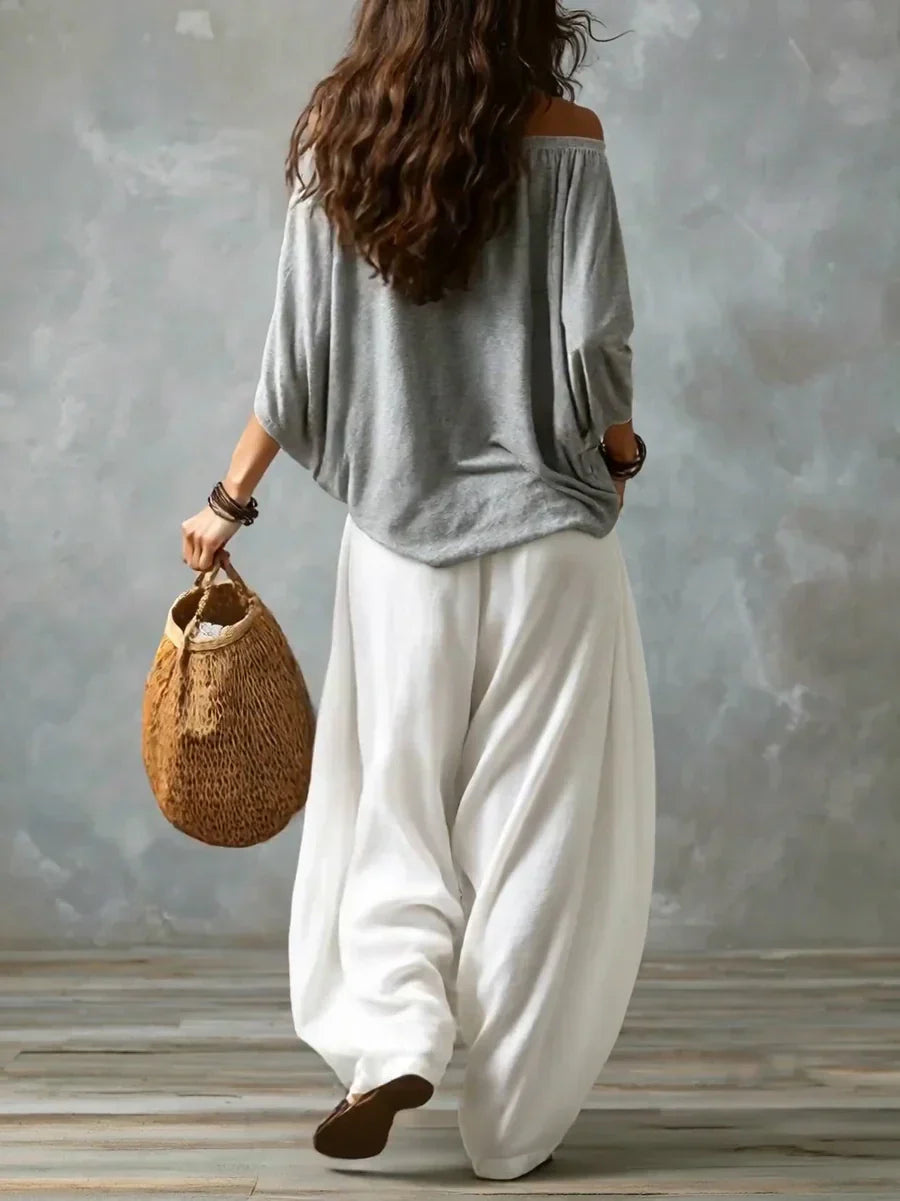 Ottavia - Zweiteiler mit schulterfreiem Boho-Top und Haremhose