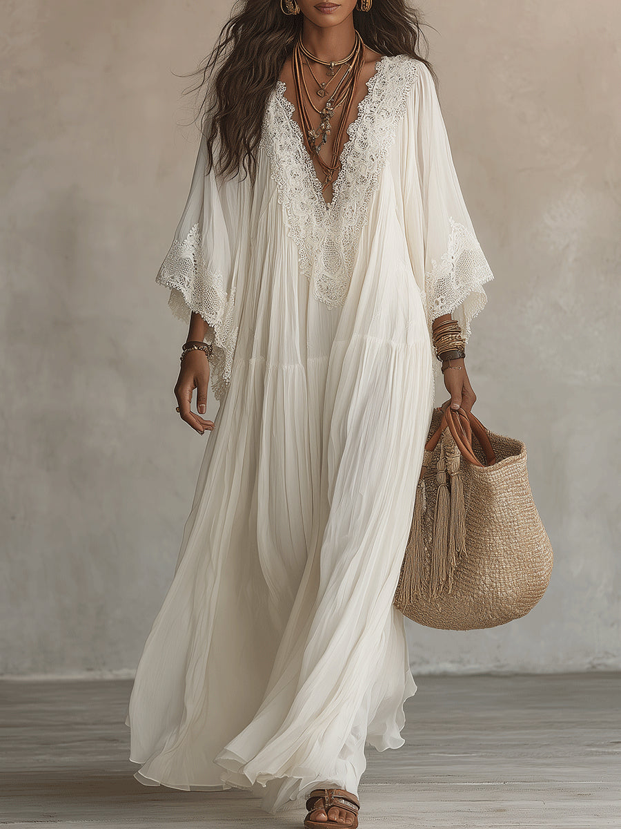 Aerinne - Luftiges, plissiertes Maxikleid