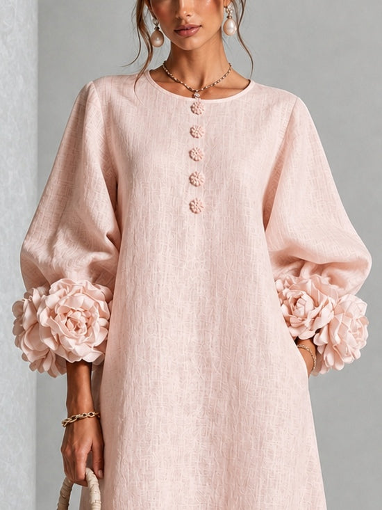 Estelora - Skulpturales Midi-Kleid mit Blumenprint