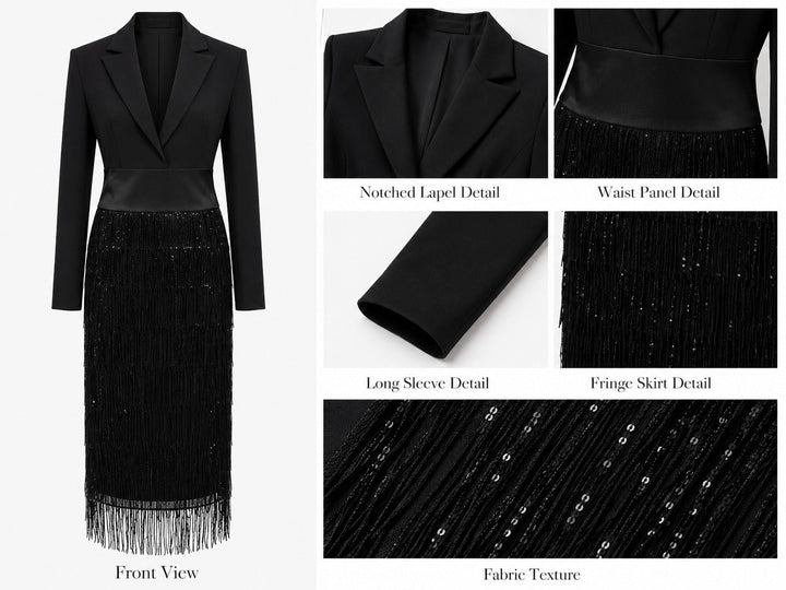Binae - Midikleid mit Paillettenfransen