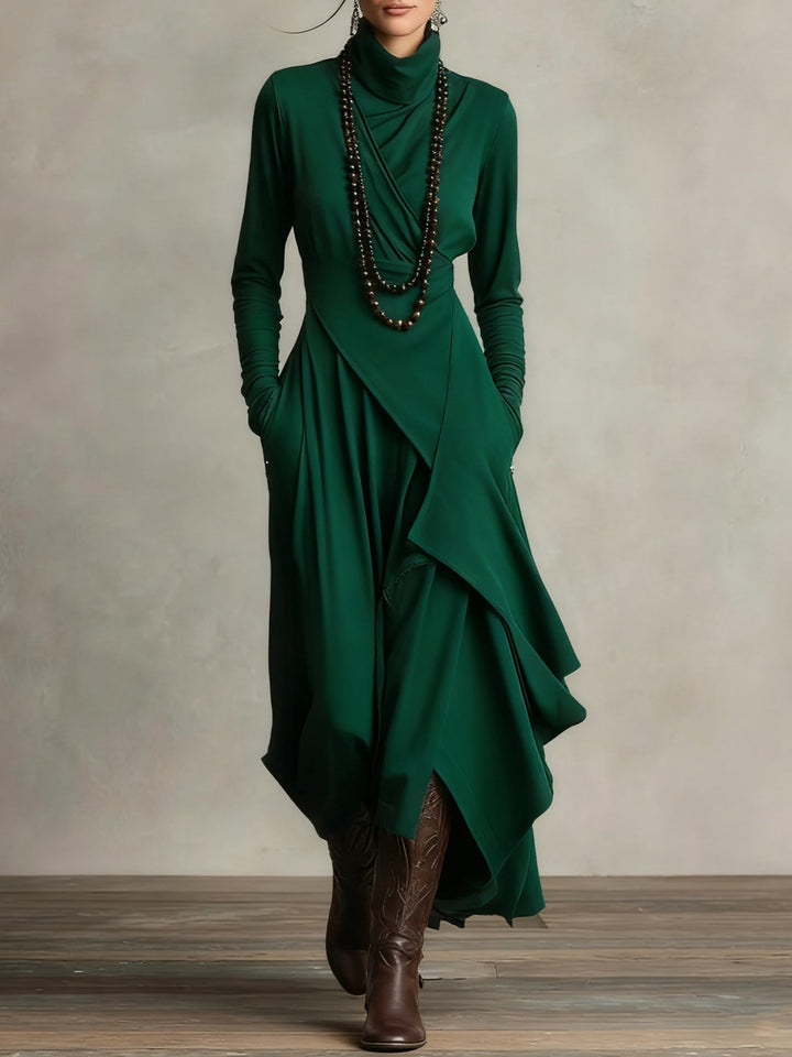 Celenora - Soft-Touch Maxikleid mit Hochkragen