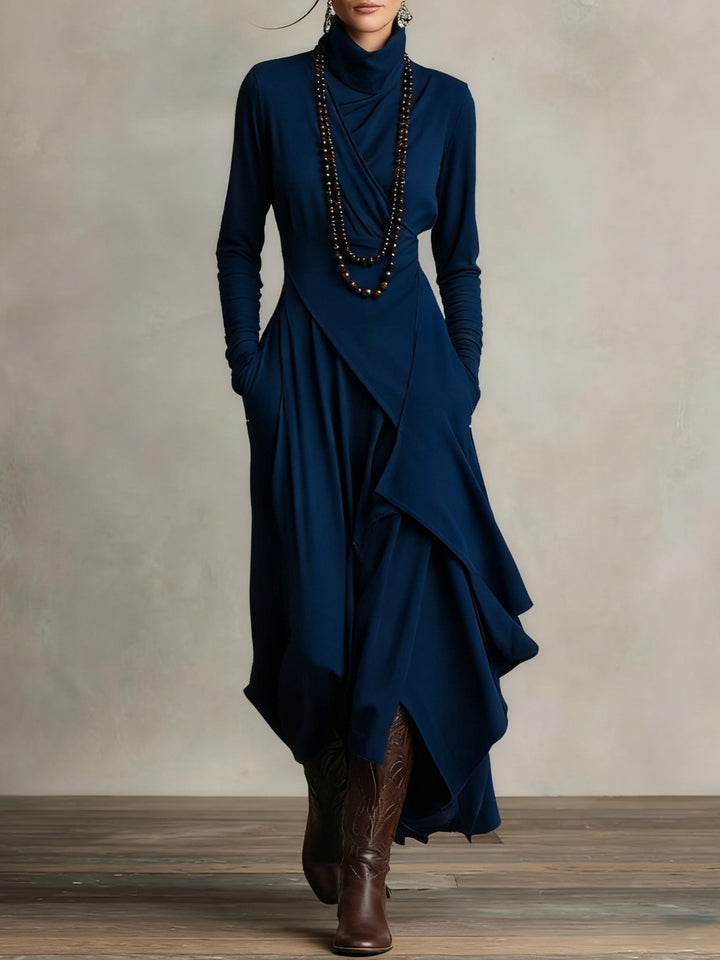 Celenora - Soft-Touch Maxikleid mit Hochkragen