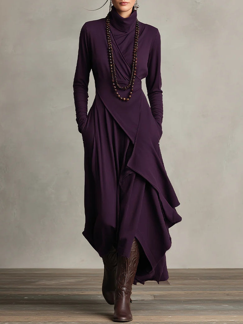 Celenora - Soft-Touch Maxikleid mit Hochkragen