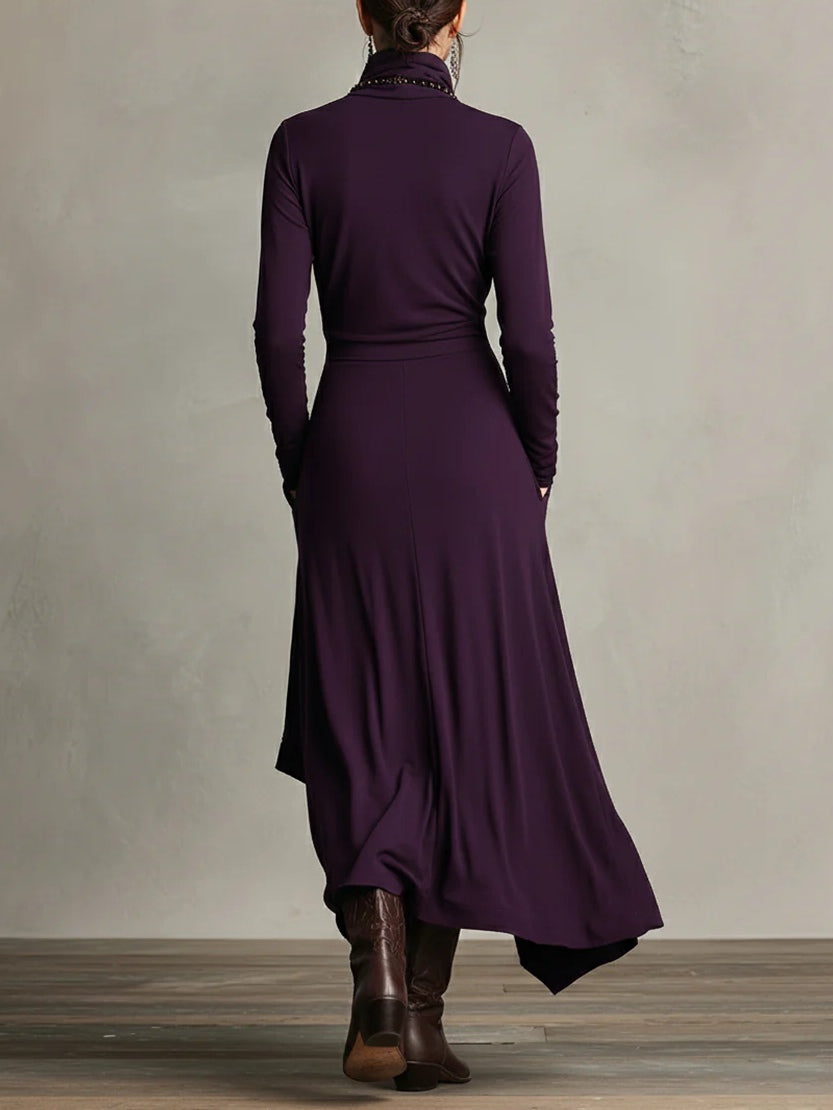 Celenora - Soft-Touch Maxikleid mit Hochkragen