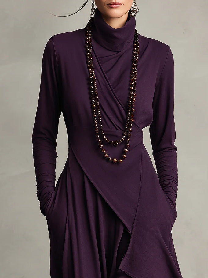 Celenora - Soft-Touch Maxikleid mit Hochkragen