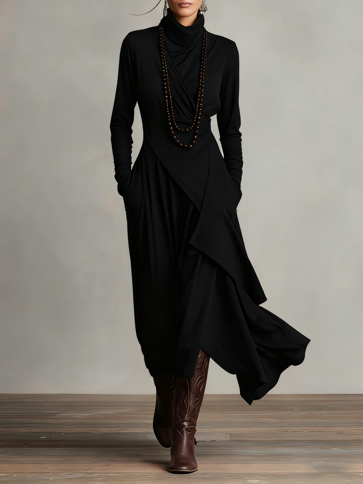 Celenora - Soft-Touch Maxikleid mit Hochkragen