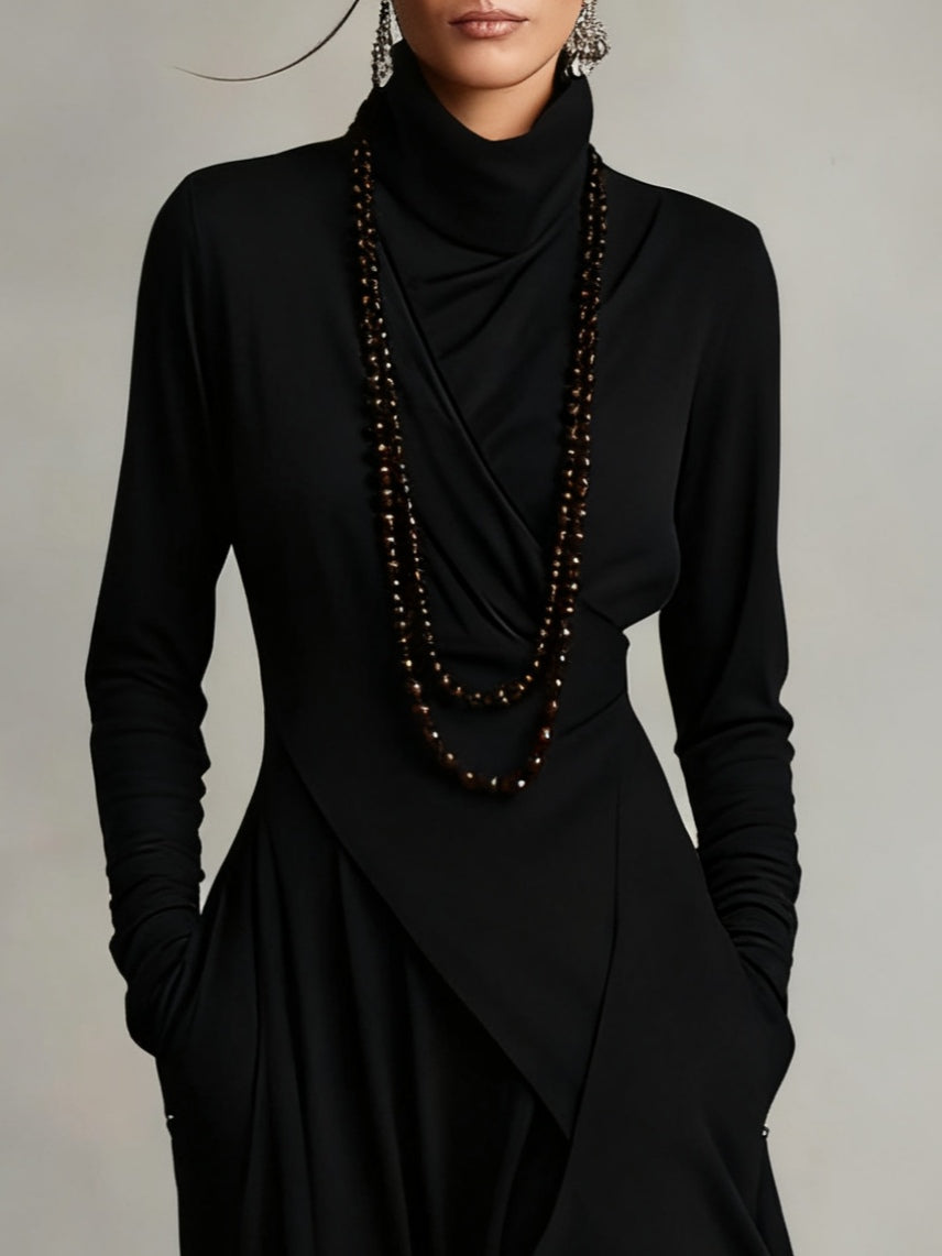 Celenora - Soft-Touch Maxikleid mit Hochkragen