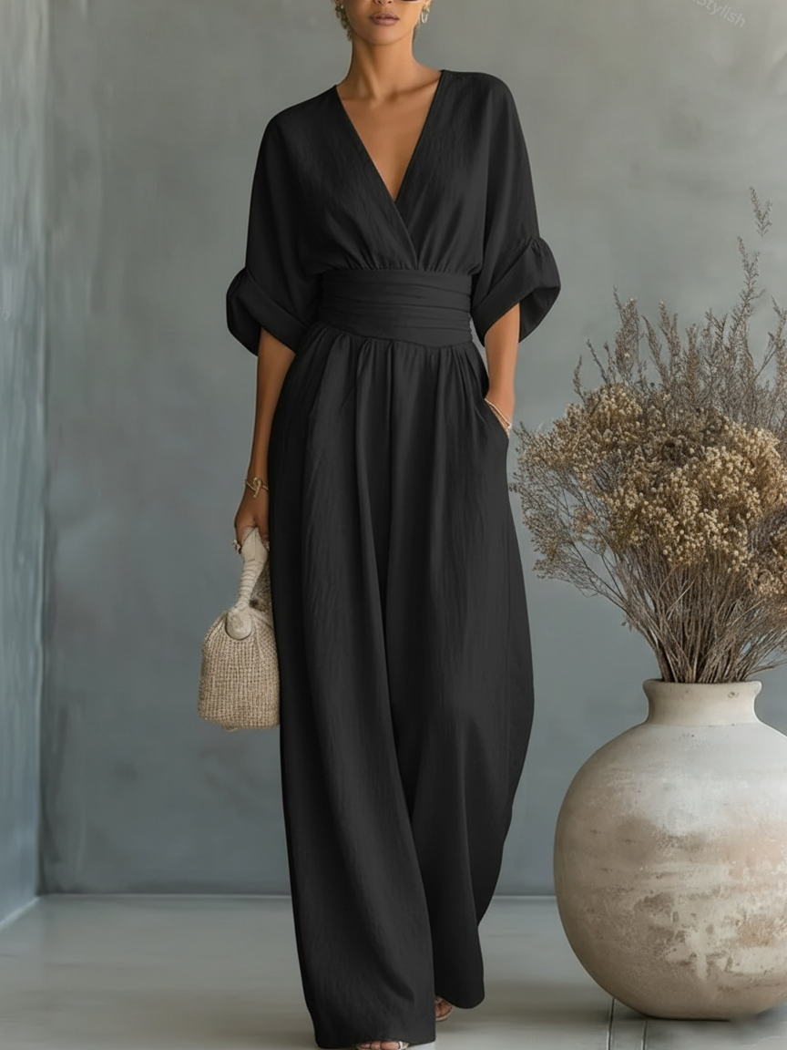 Solavie - Fliessender Jumpsuit mit weitem Bein