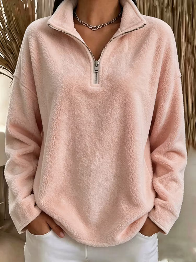 Tiana - Lässiges Fleece-Sweatshirt mit hohem Kragen