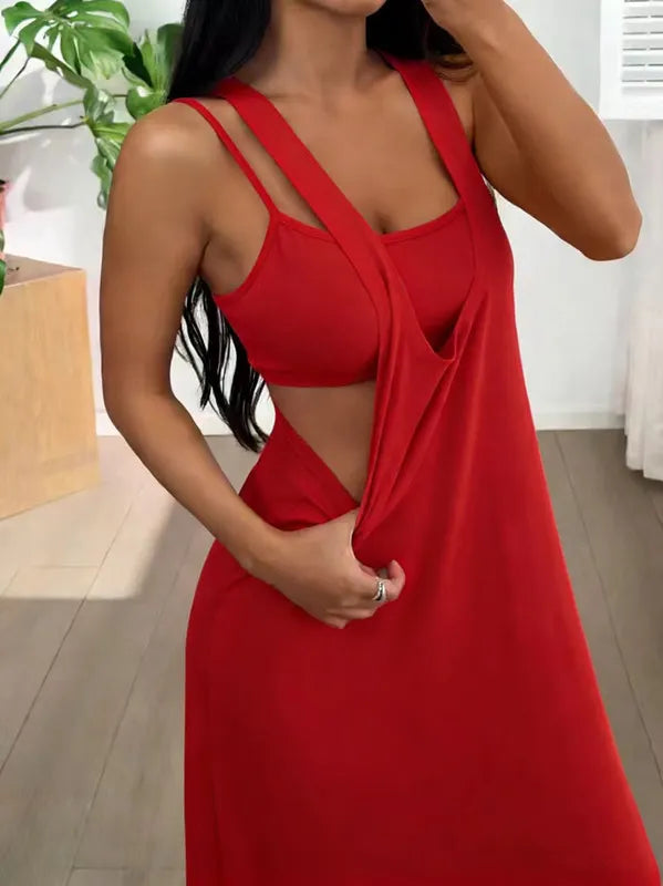 Evania - Mehrlagiges zweiteiliges Maxikleid-Set