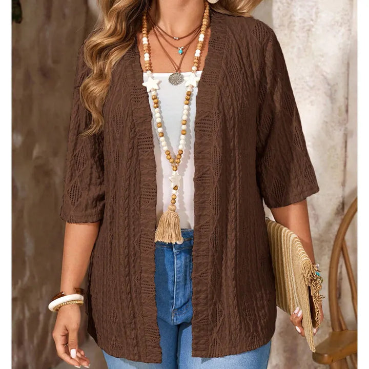 Delienne - Cardigan mit Soft-Touch und Ajourmuster